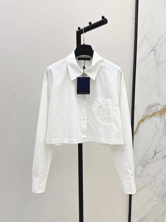 Loui* 25ss embroidered crop shirt