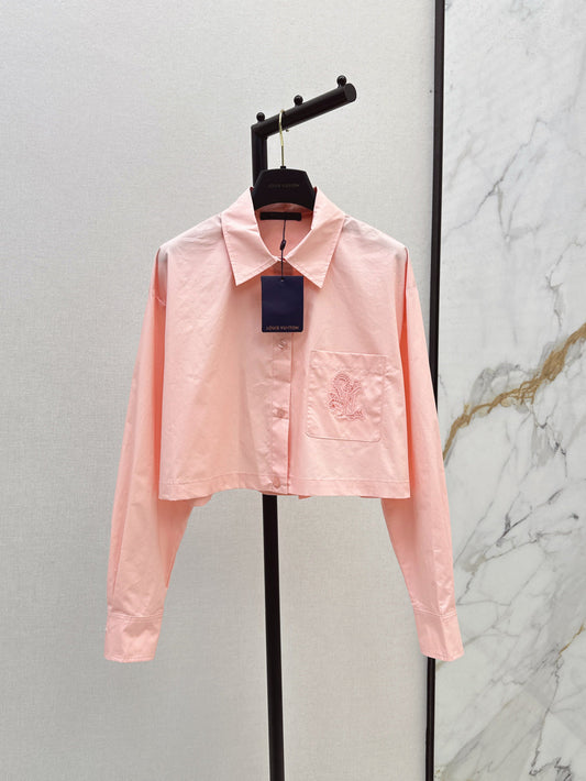 Loui* 25ss embroidered crop shirt