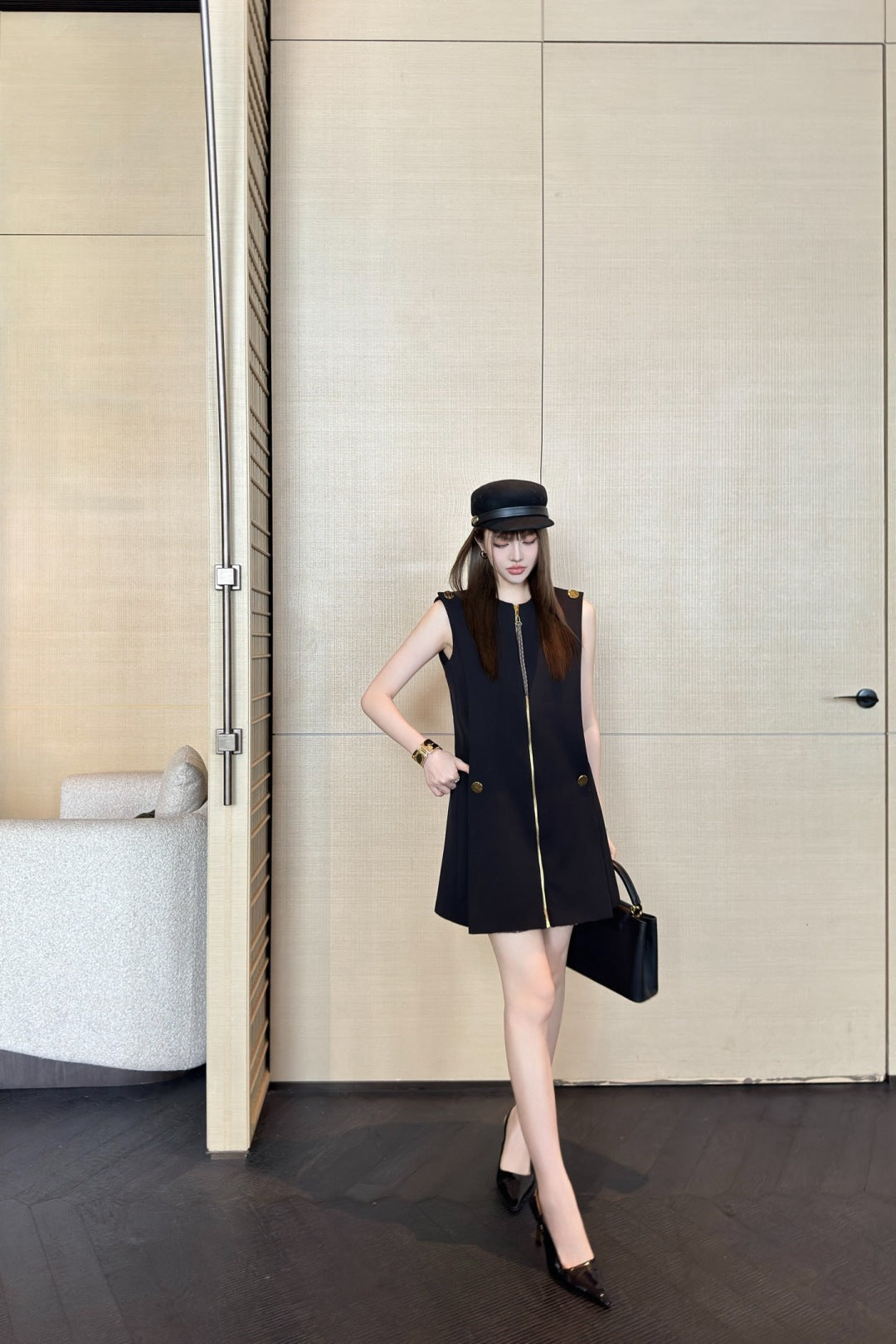 Loui* 25ss zip-up short dress