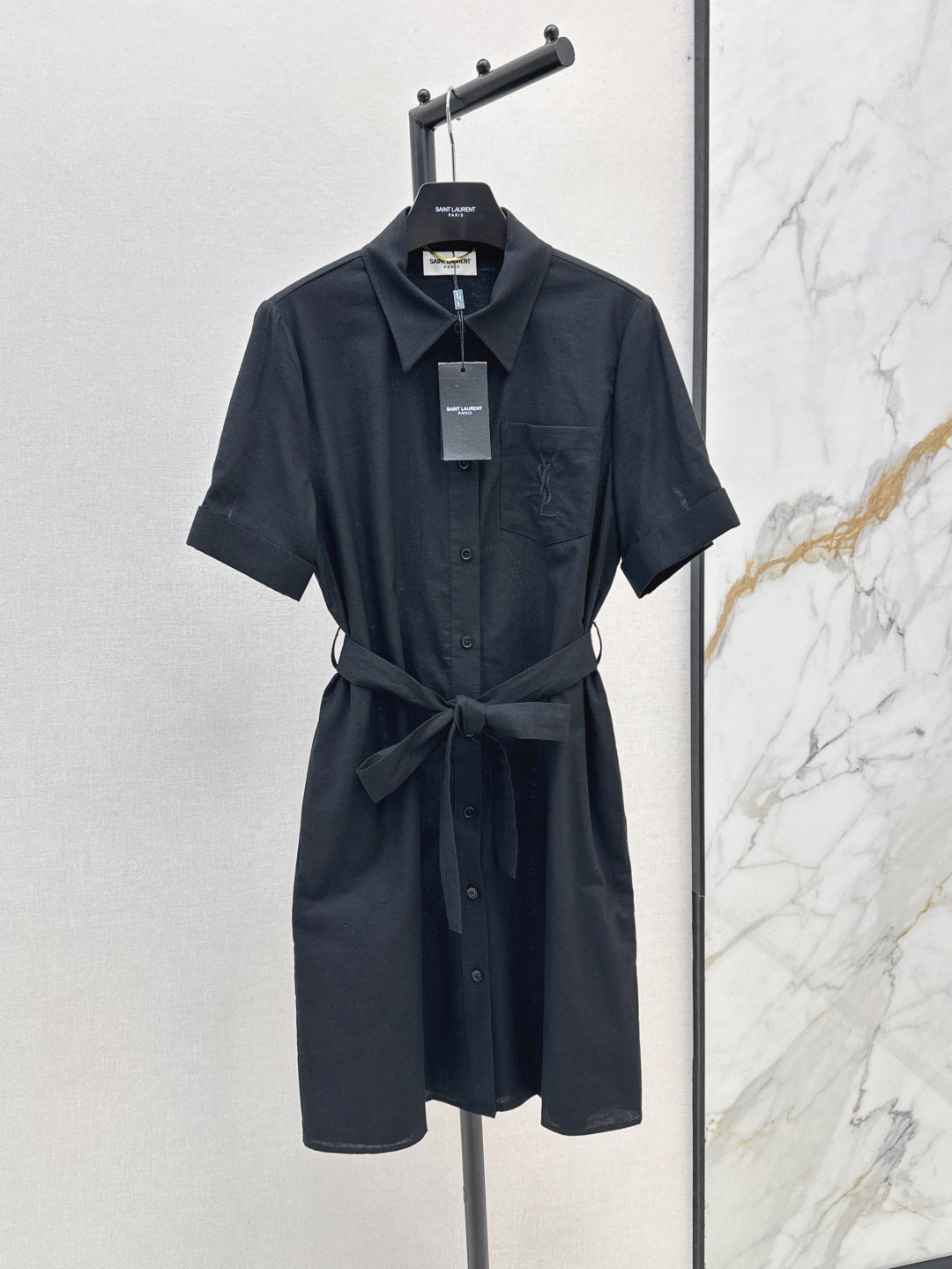 YS* embroidered tied shirtdress