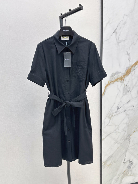 YS* embroidered tied shirtdress