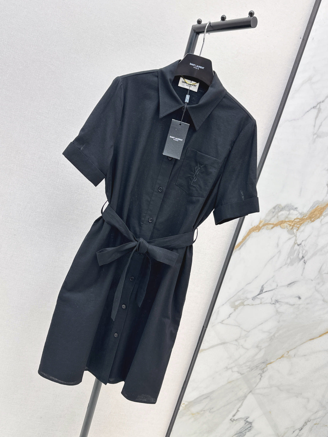 YS* embroidered tied shirtdress