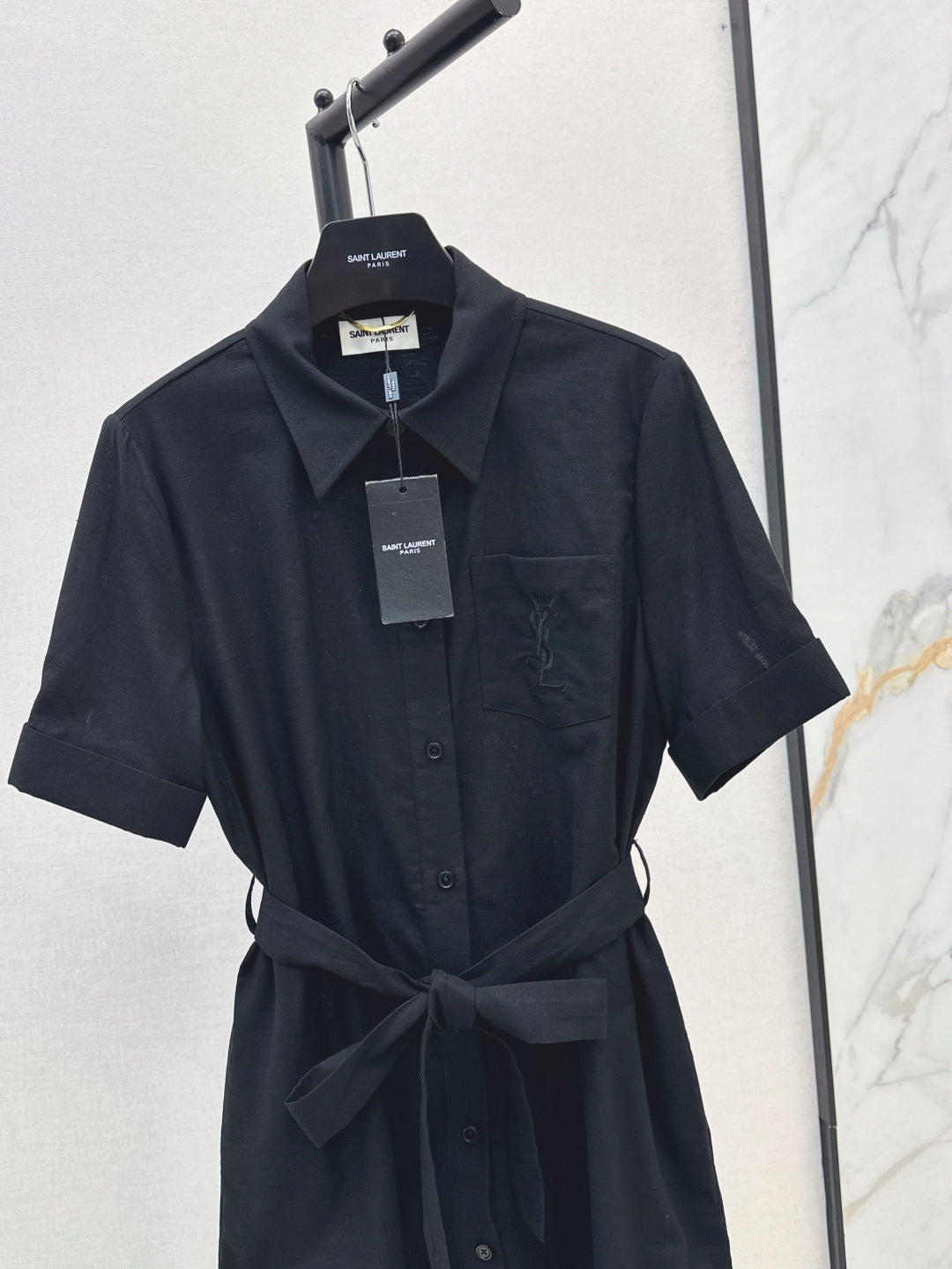 YS* embroidered tied shirtdress