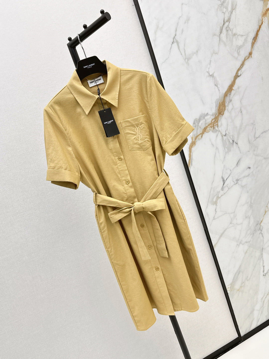 YS* embroidered tied shirtdress