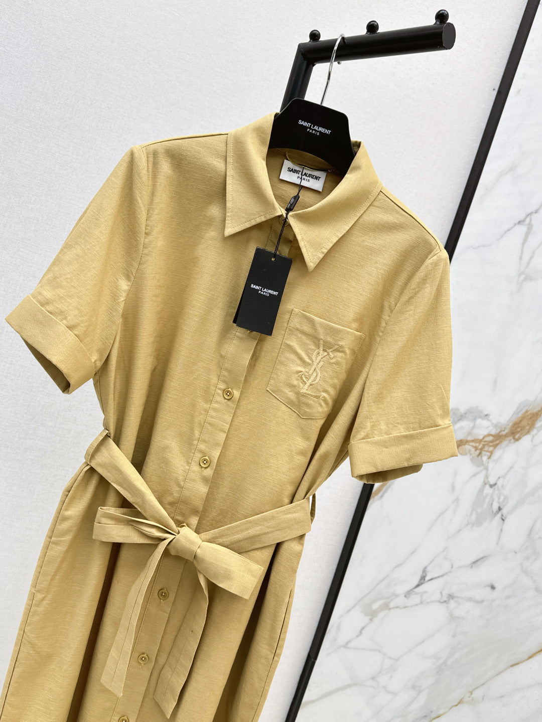 YS* embroidered tied shirtdress