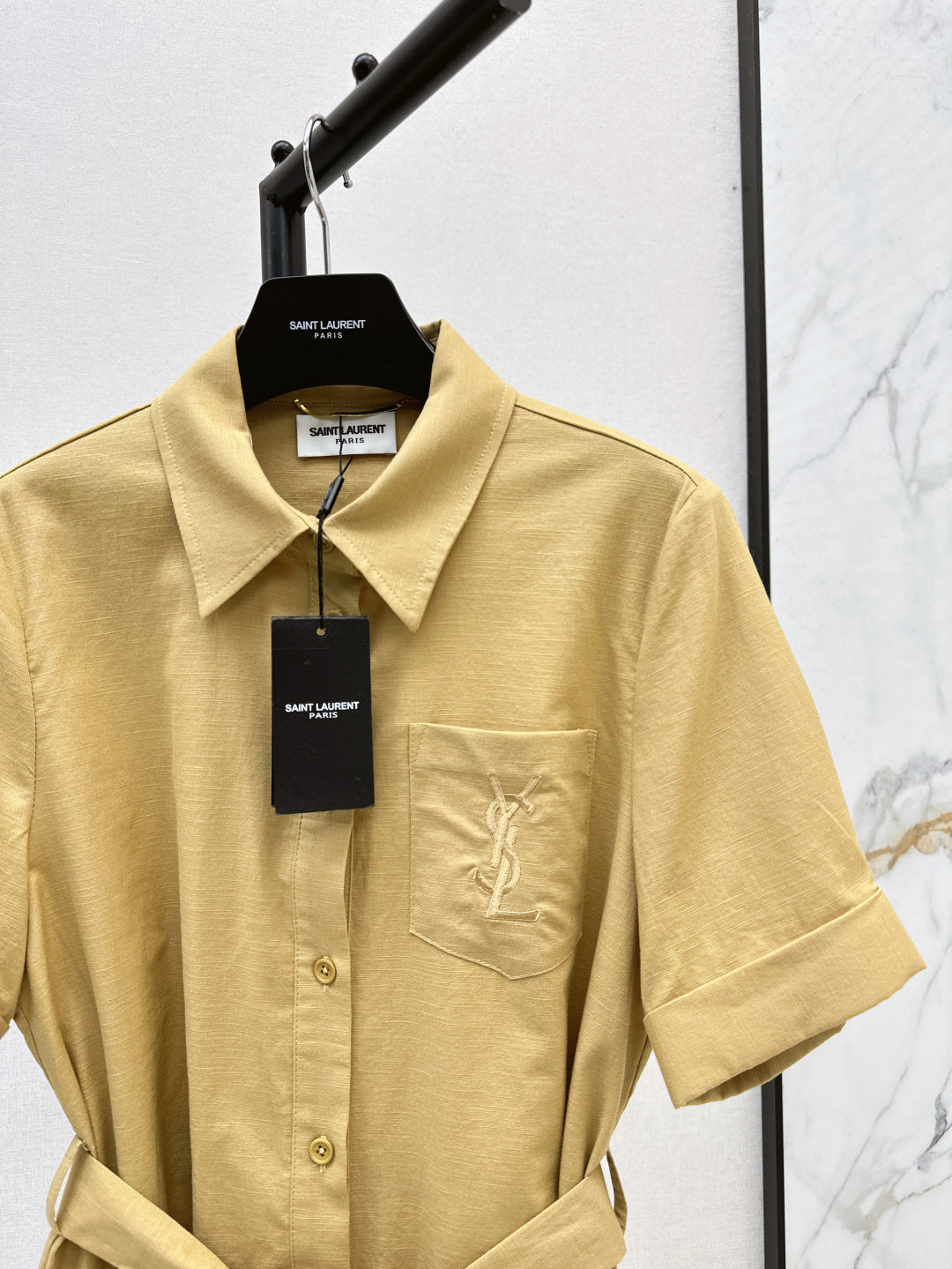 YS* embroidered tied shirtdress