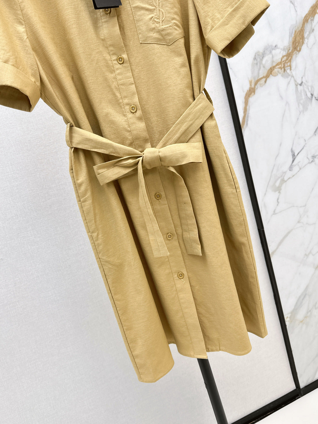 YS* embroidered tied shirtdress