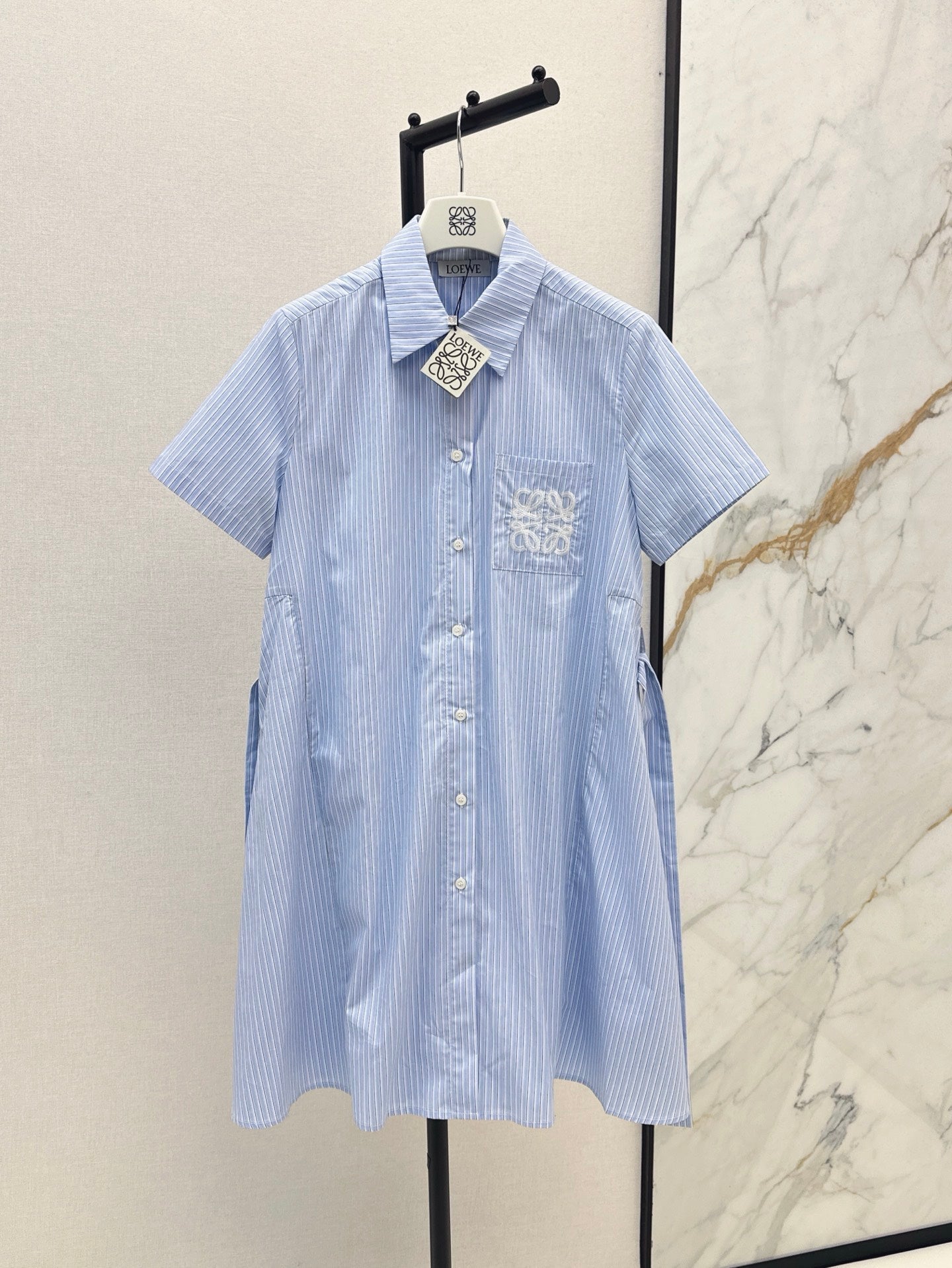 Loe* 25ss striped belted shirtdress