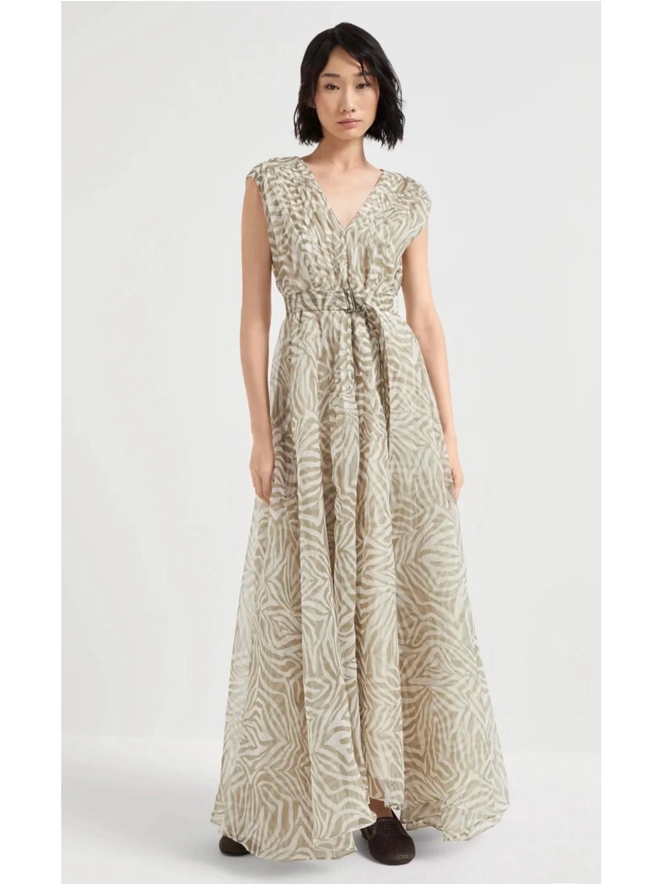 Brune*C V-neck silk long dress