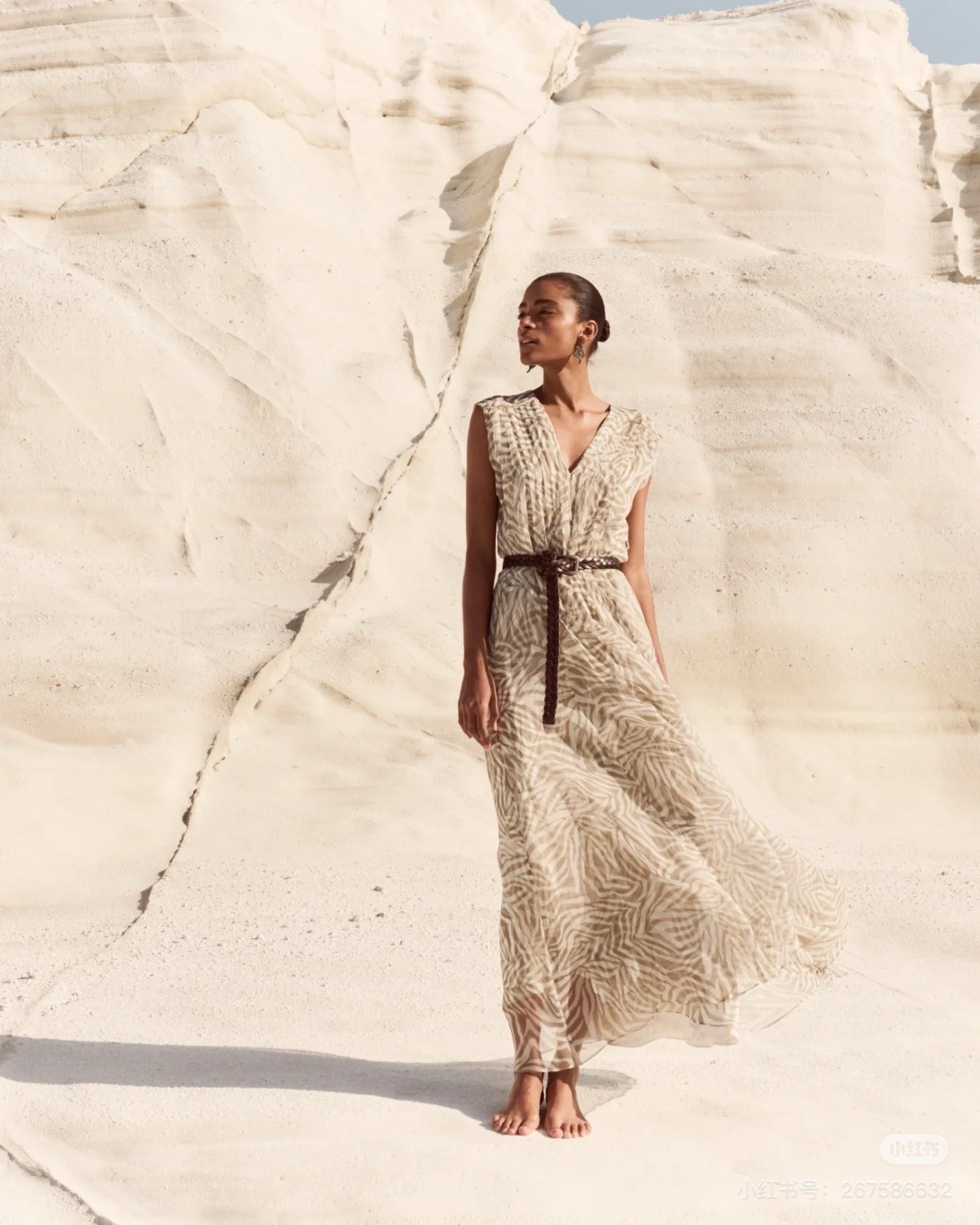 Brune*C V-neck silk long dress