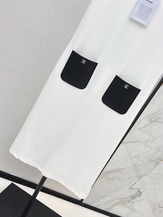 C*nel 25ss leather pocket long dress