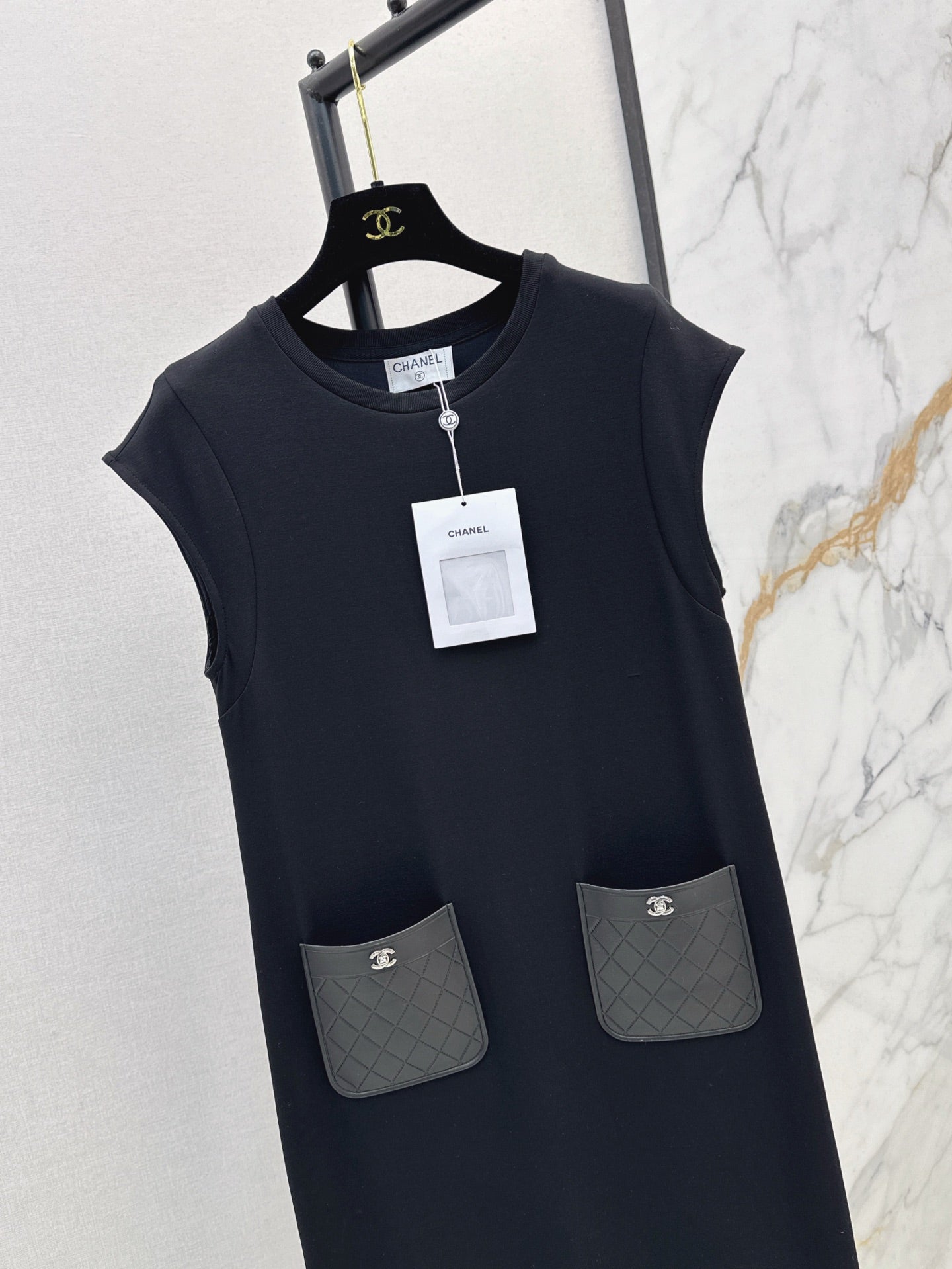 C*nel 25ss leather pocket long dress