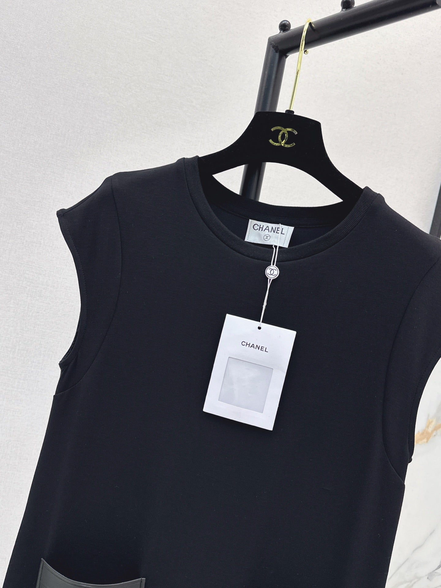 C*nel 25ss leather pocket long dress