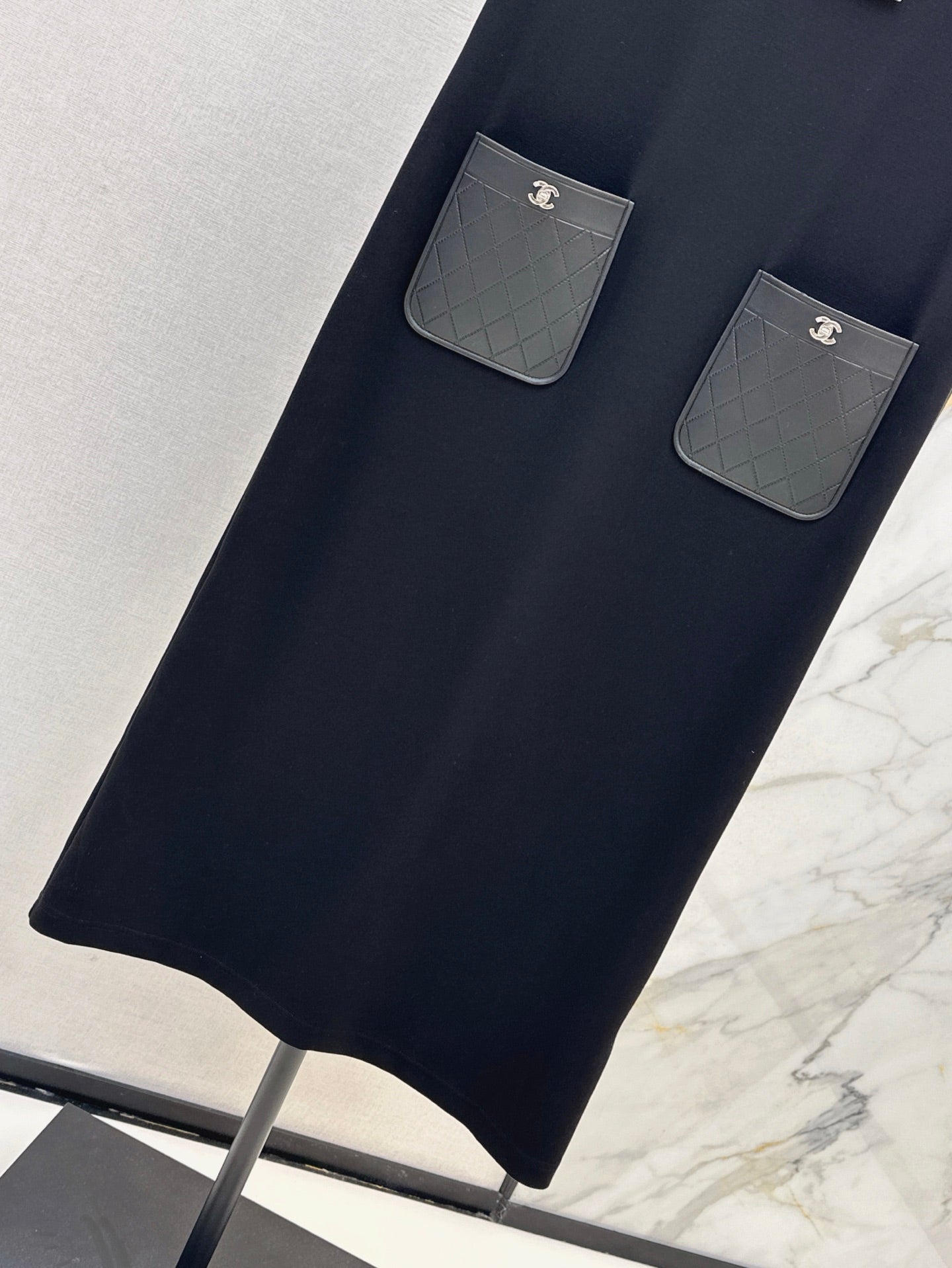 C*nel 25ss leather pocket long dress