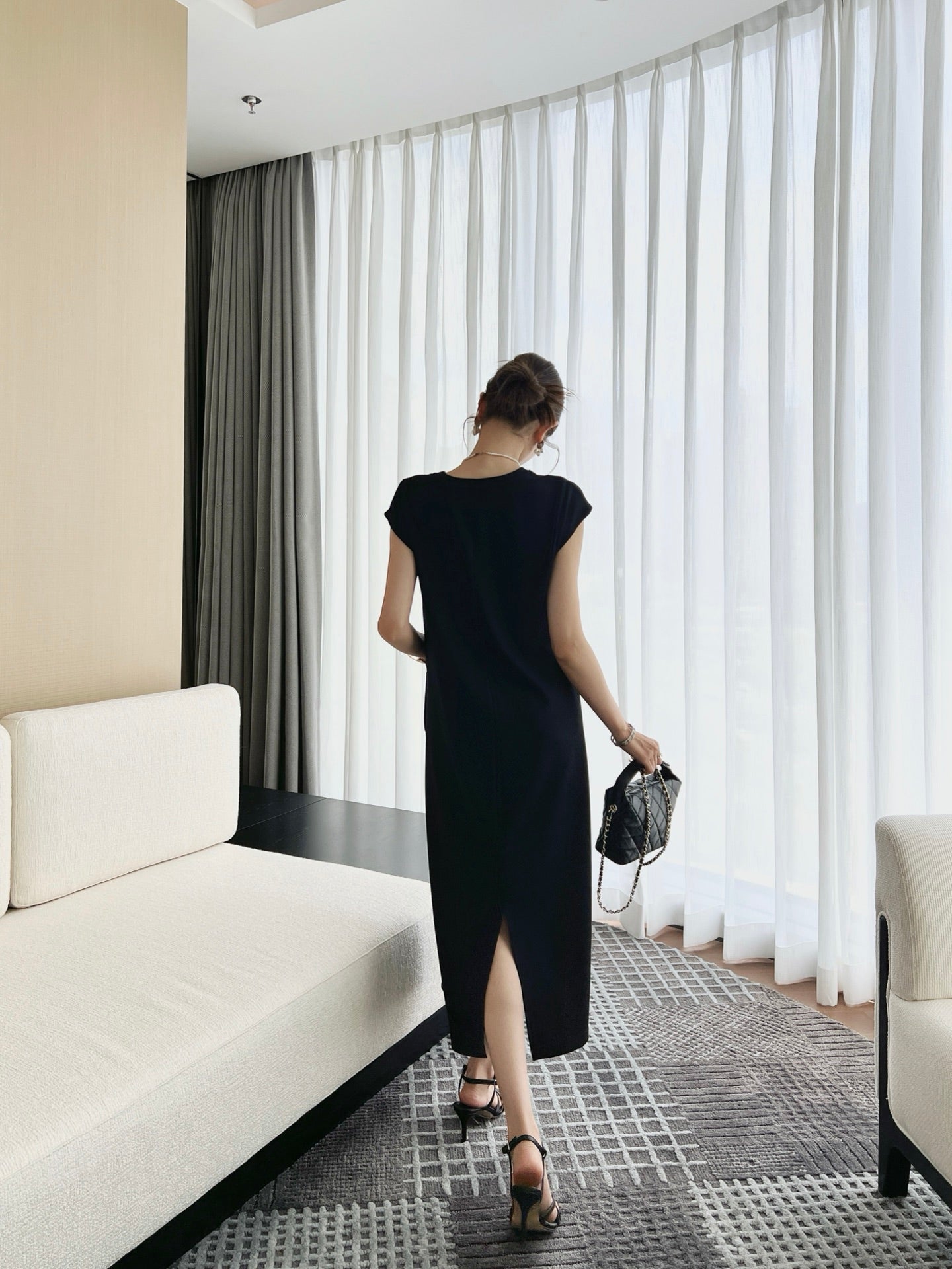 C*nel 25ss leather pocket long dress