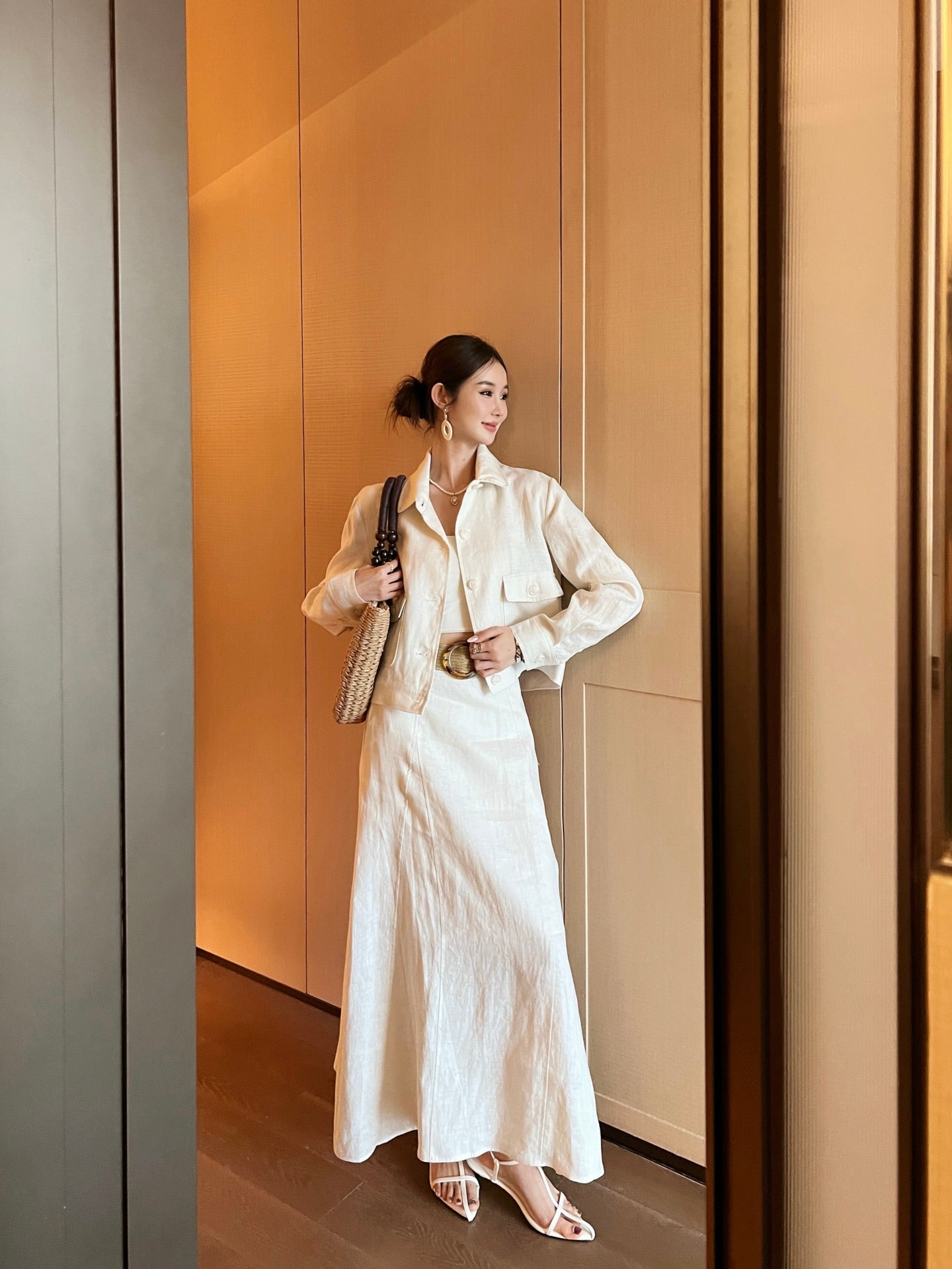 Lor*P 25ss linen belted skirt