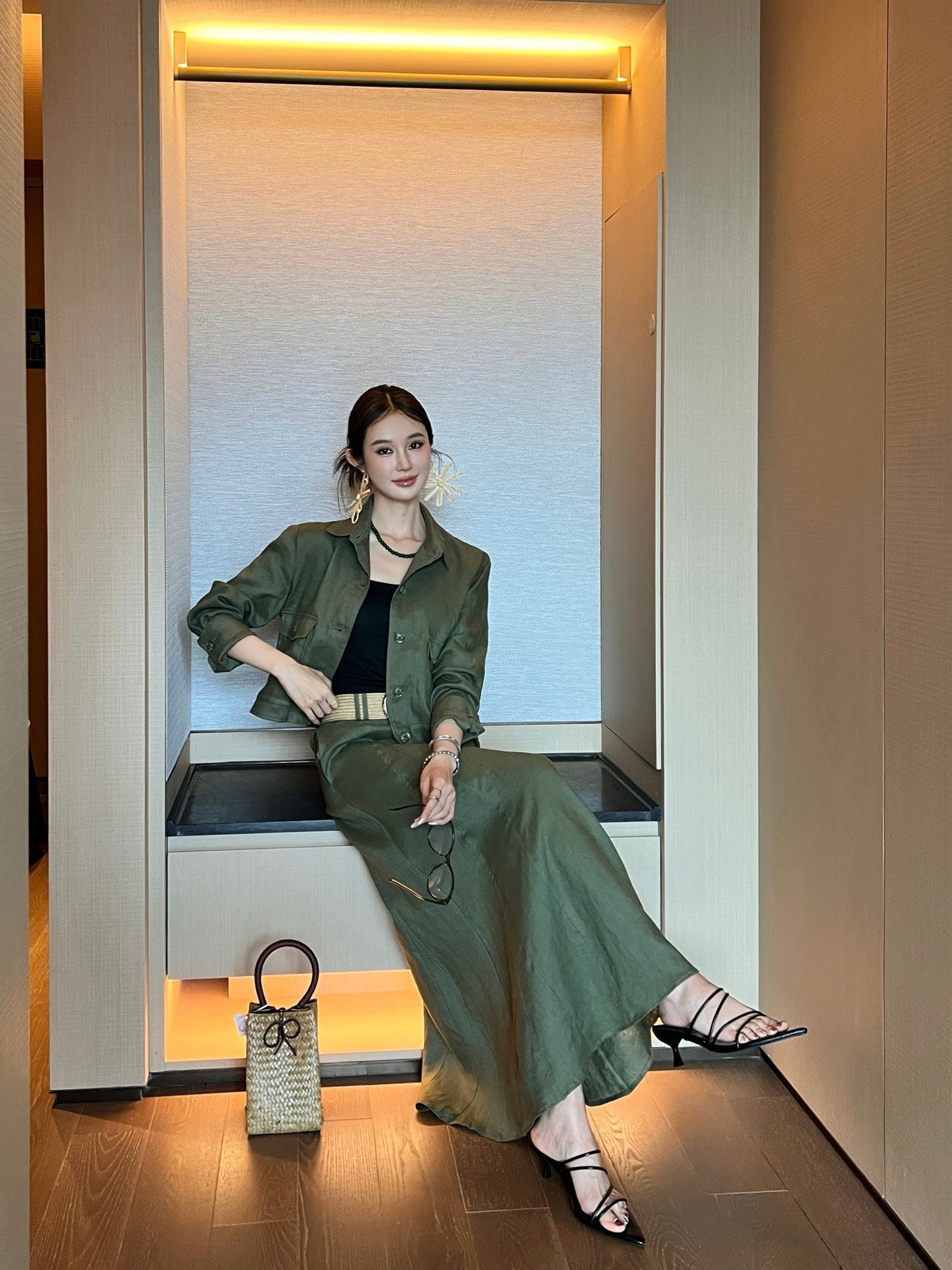 Lor*P 25ss linen belted skirt