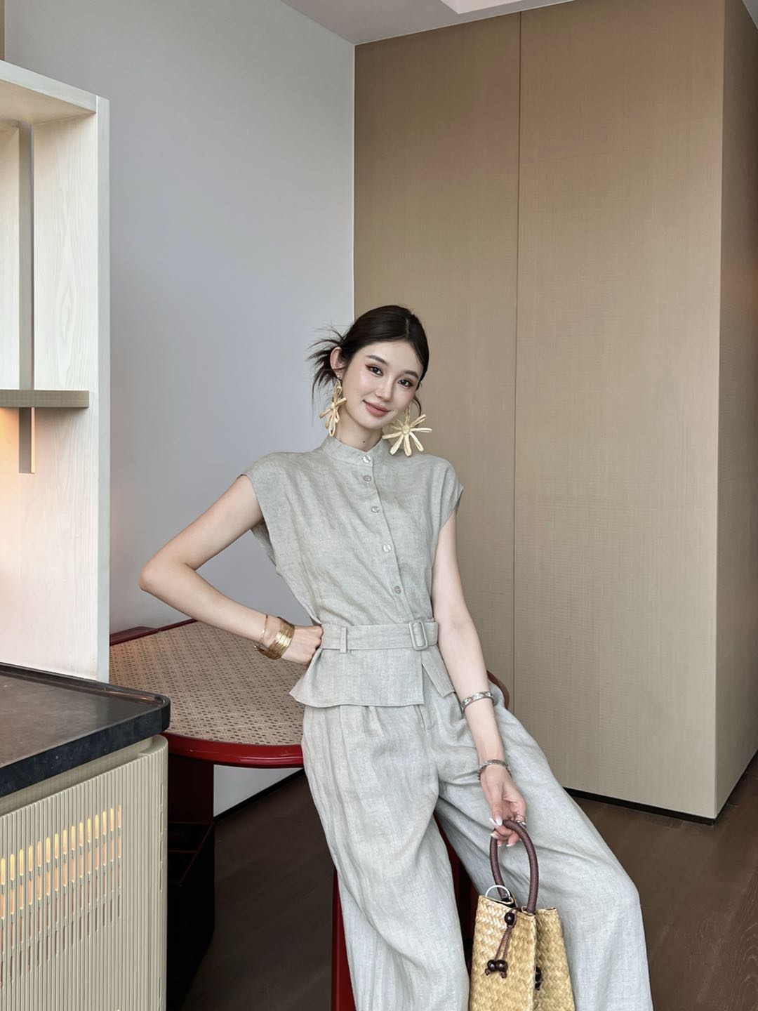 Lor*P 25ss linen belted vest