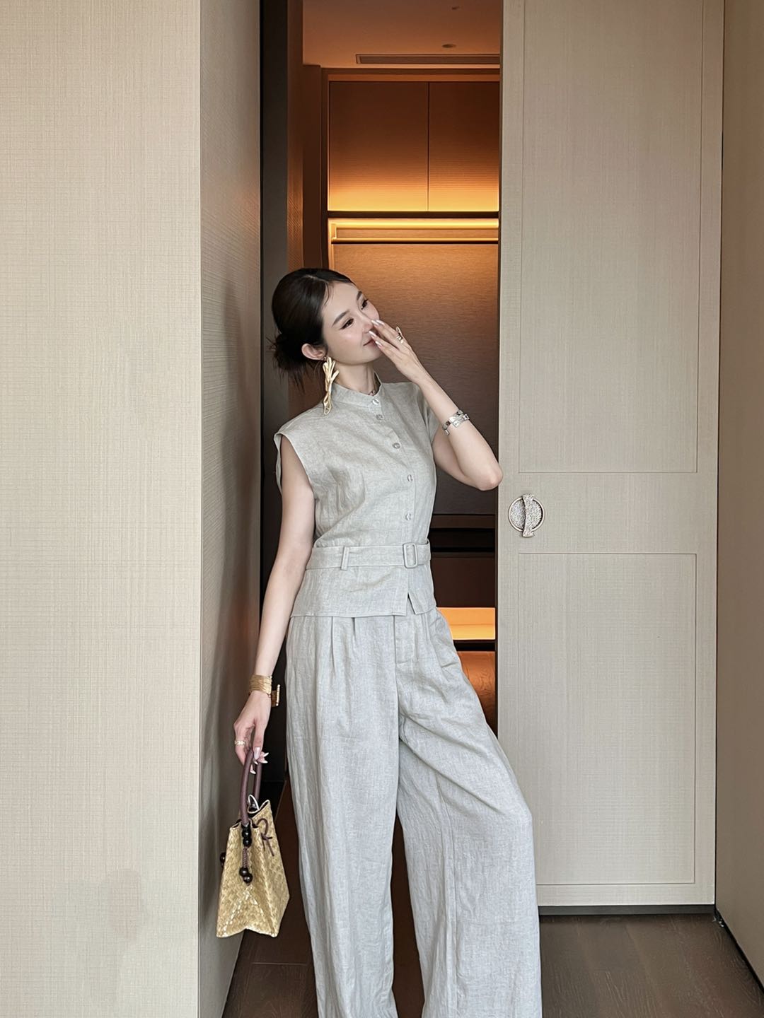 Lor*P 25ss linen belted vest