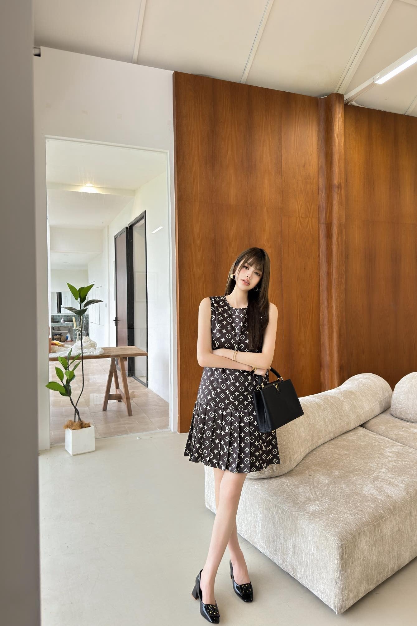 Loui* monogram pleated dress