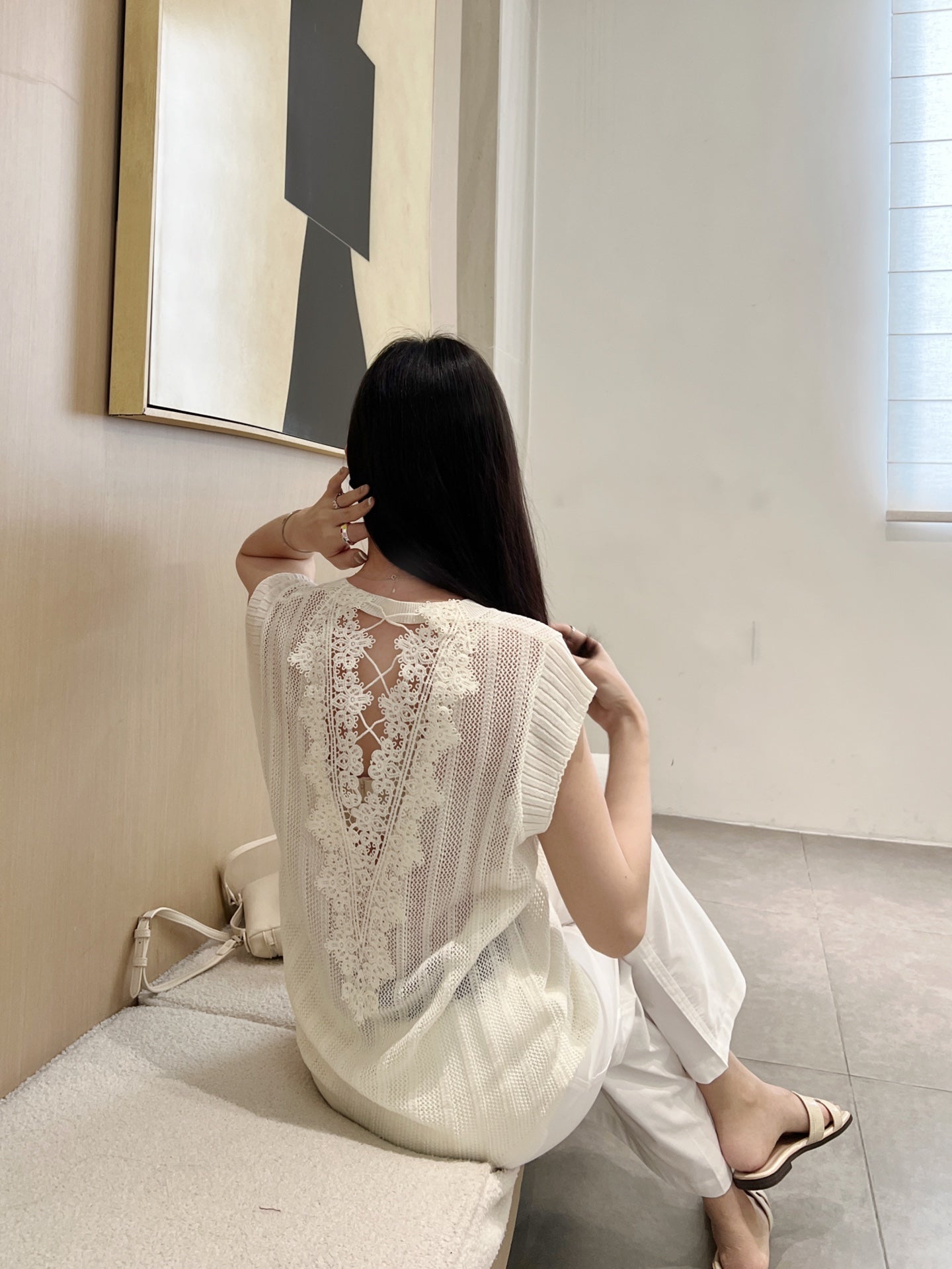 Cel* Lace back knit vest