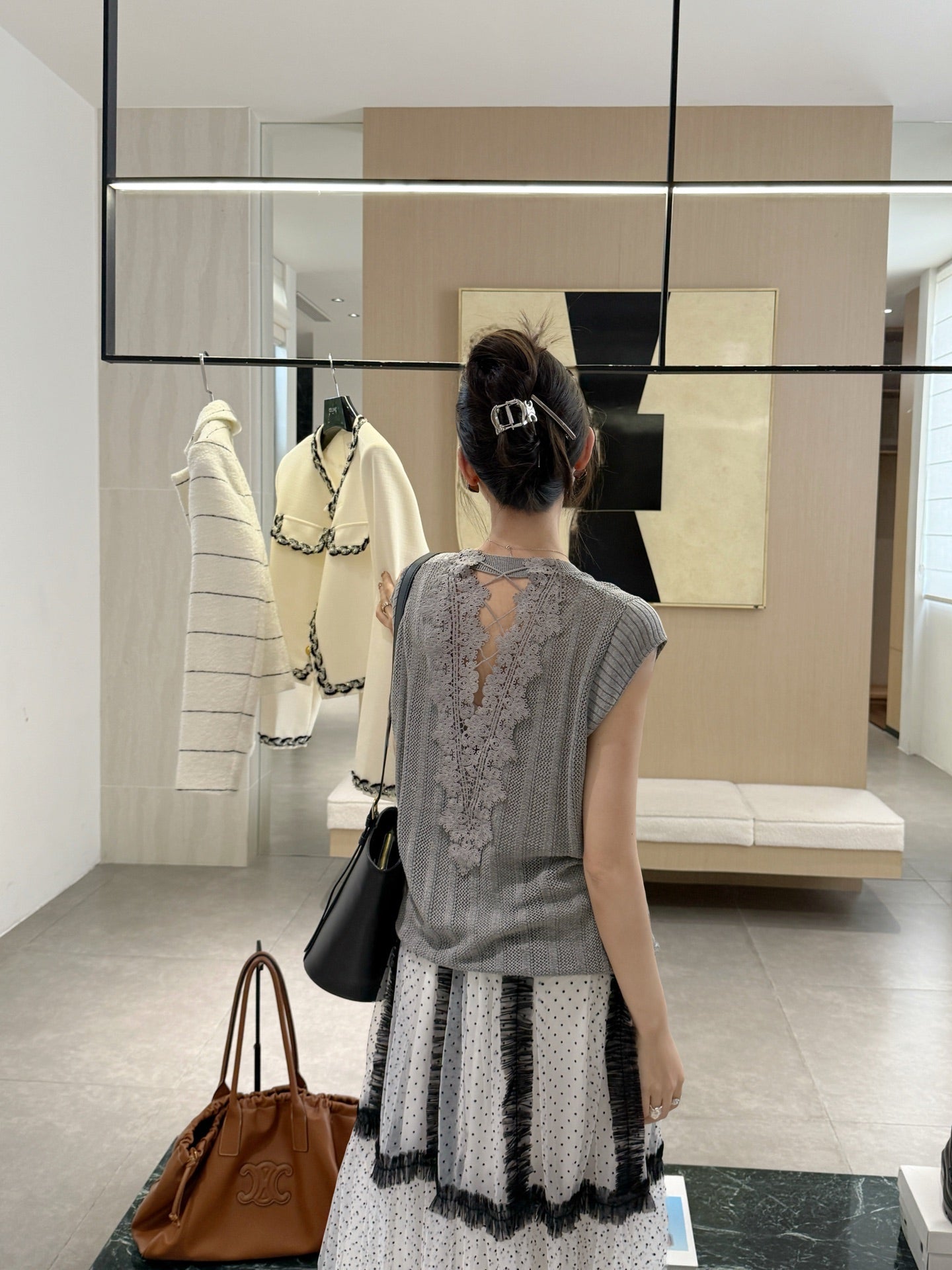 Cel* Lace back knit vest