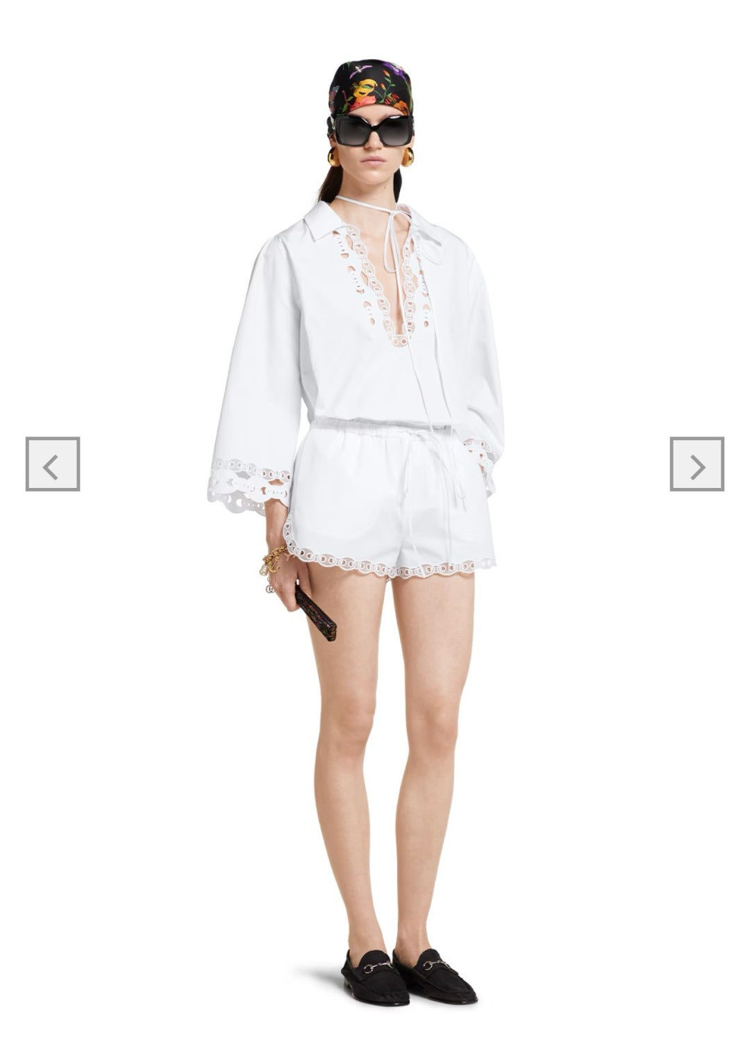 Gu* Lace trim shirt and shorts set
