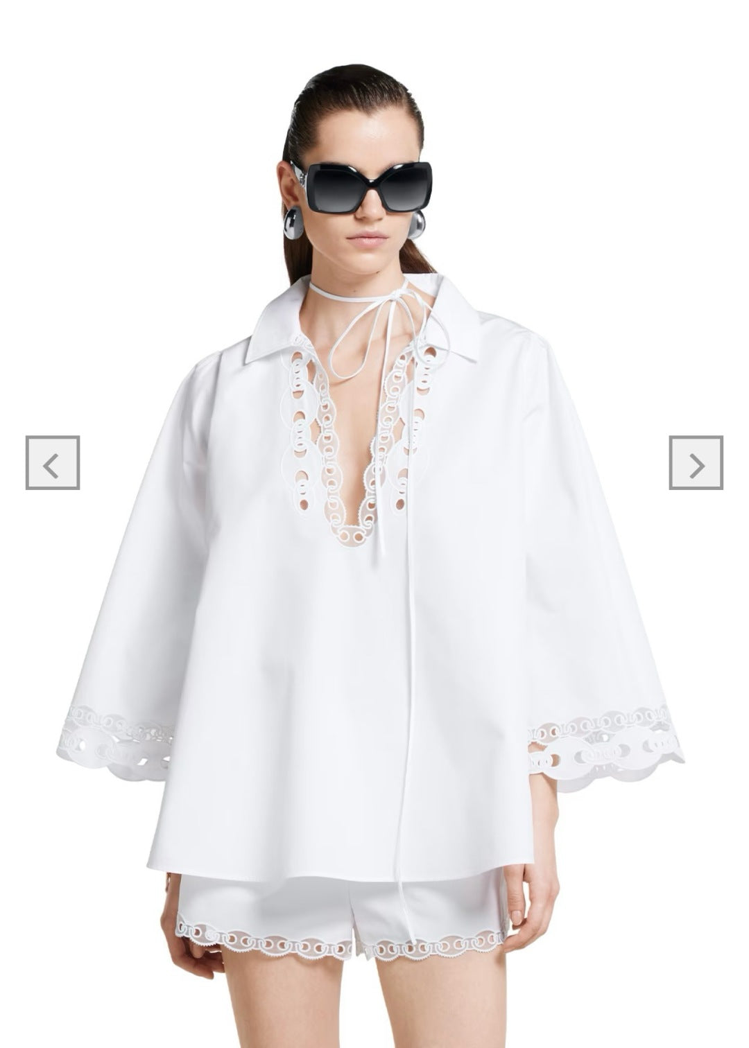 Gu* Lace trim shirt and shorts set