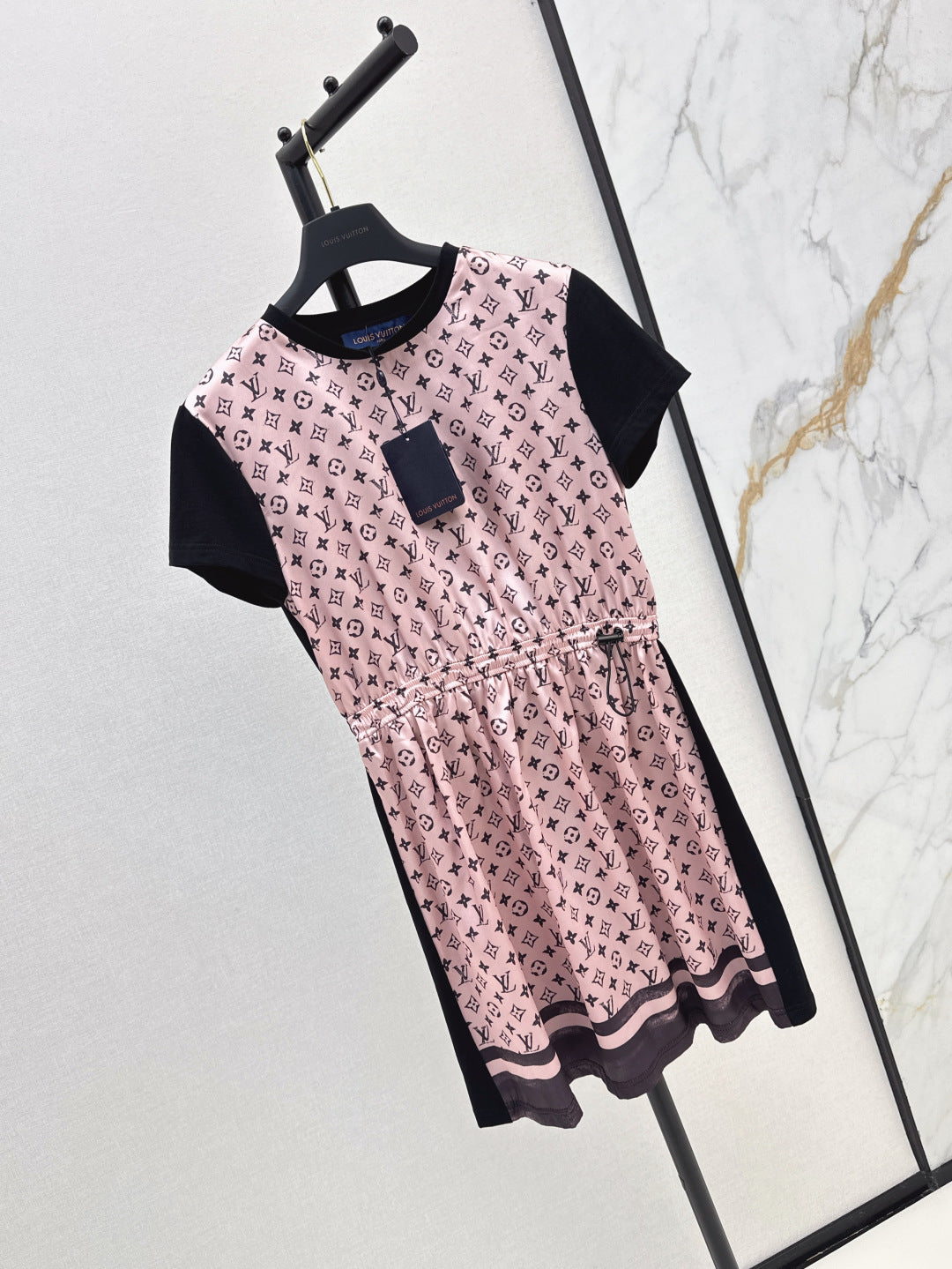 Loui* monogram front drawstring dress
