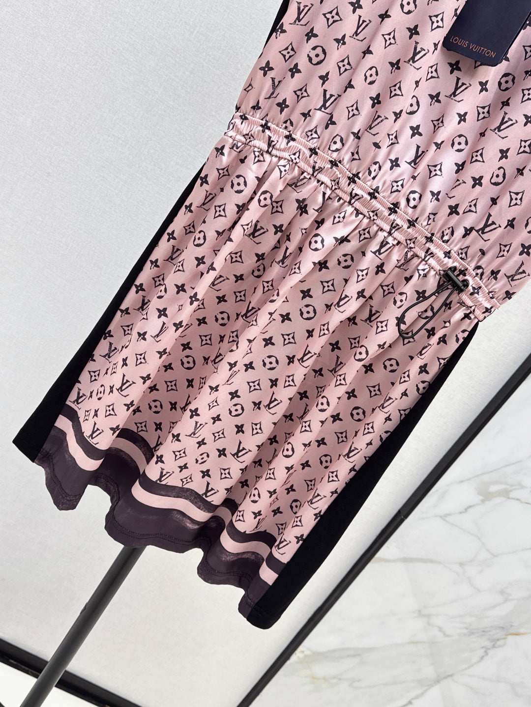 Loui* monogram front drawstring dress