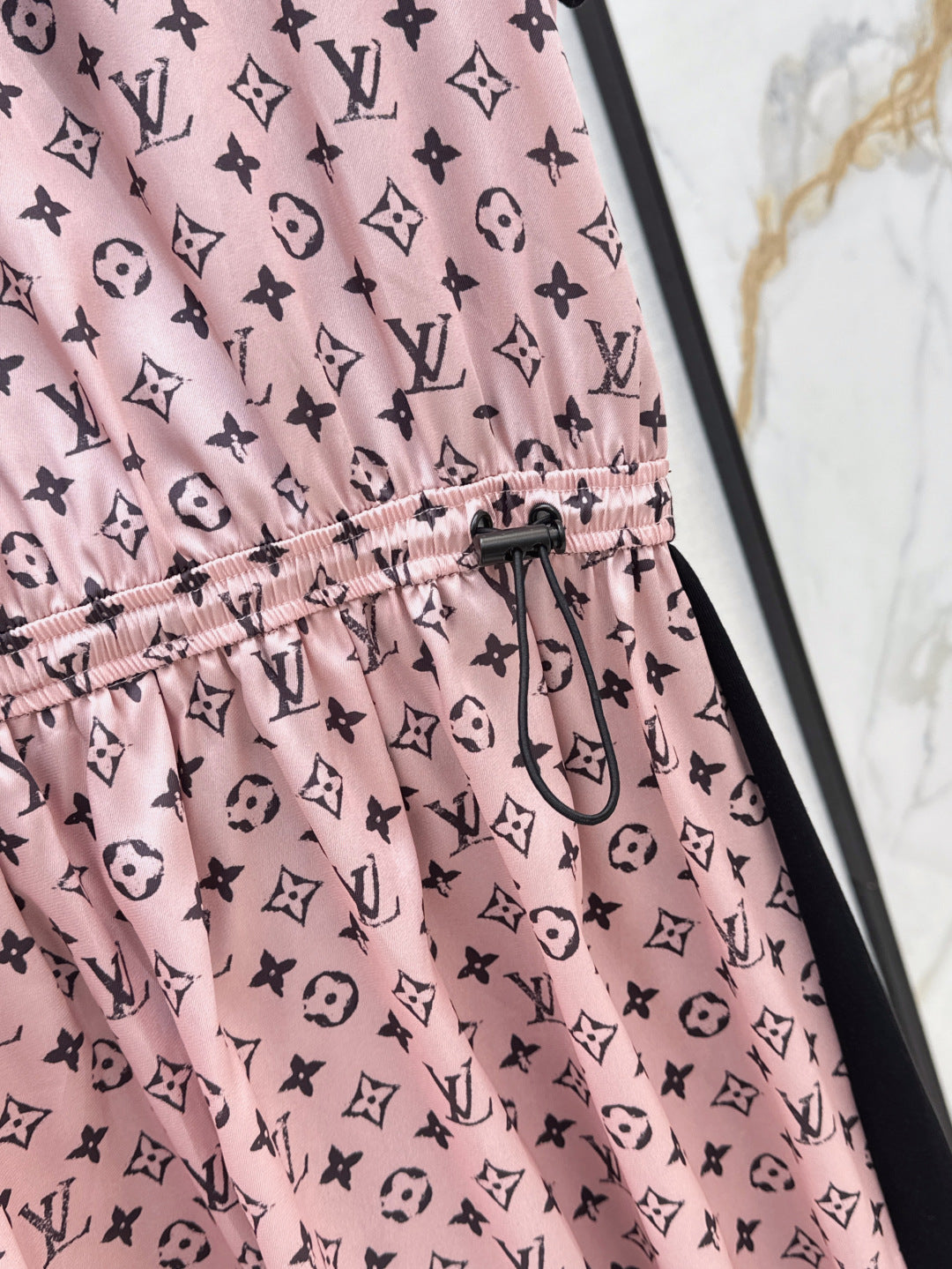 Loui* monogram front drawstring dress