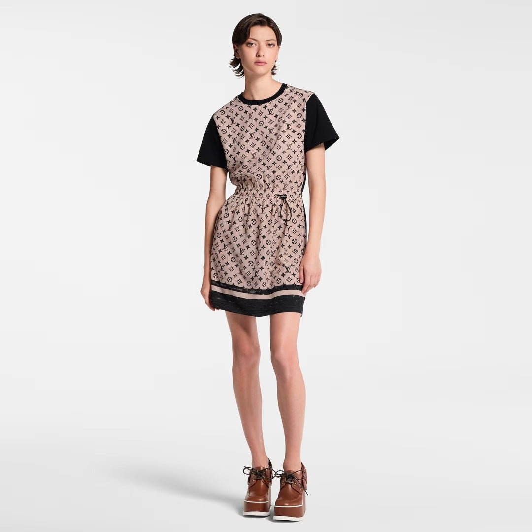 Loui* monogram front drawstring dress