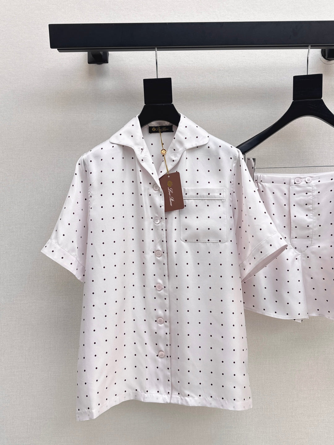 Lor*P new silk pajama shirt and shorts set