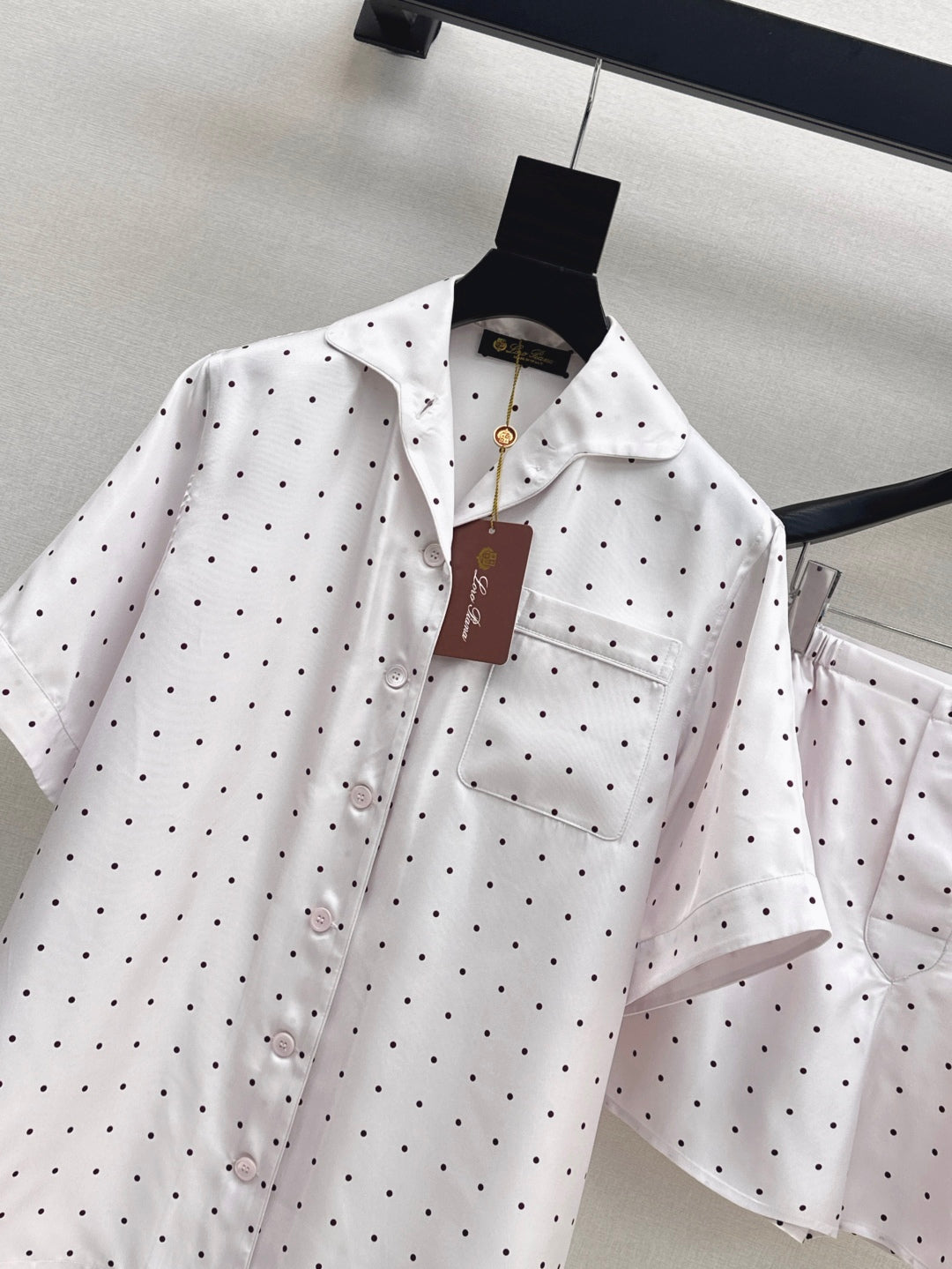 Lor*P new silk pajama shirt and shorts set