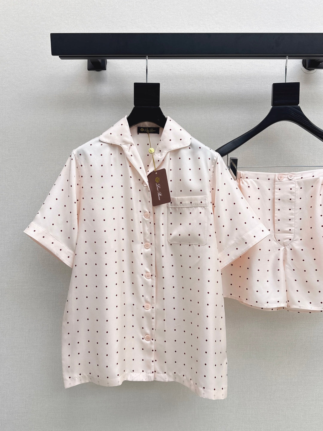 Lor*P new silk pajama shirt and shorts set