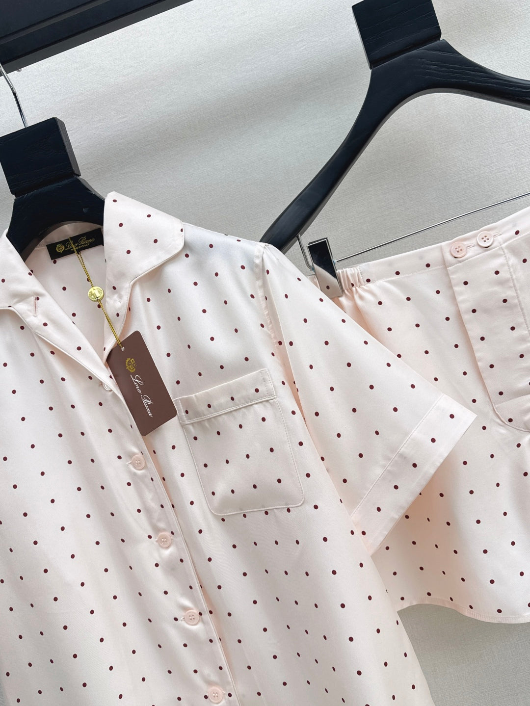 Lor*P new silk pajama shirt and shorts set