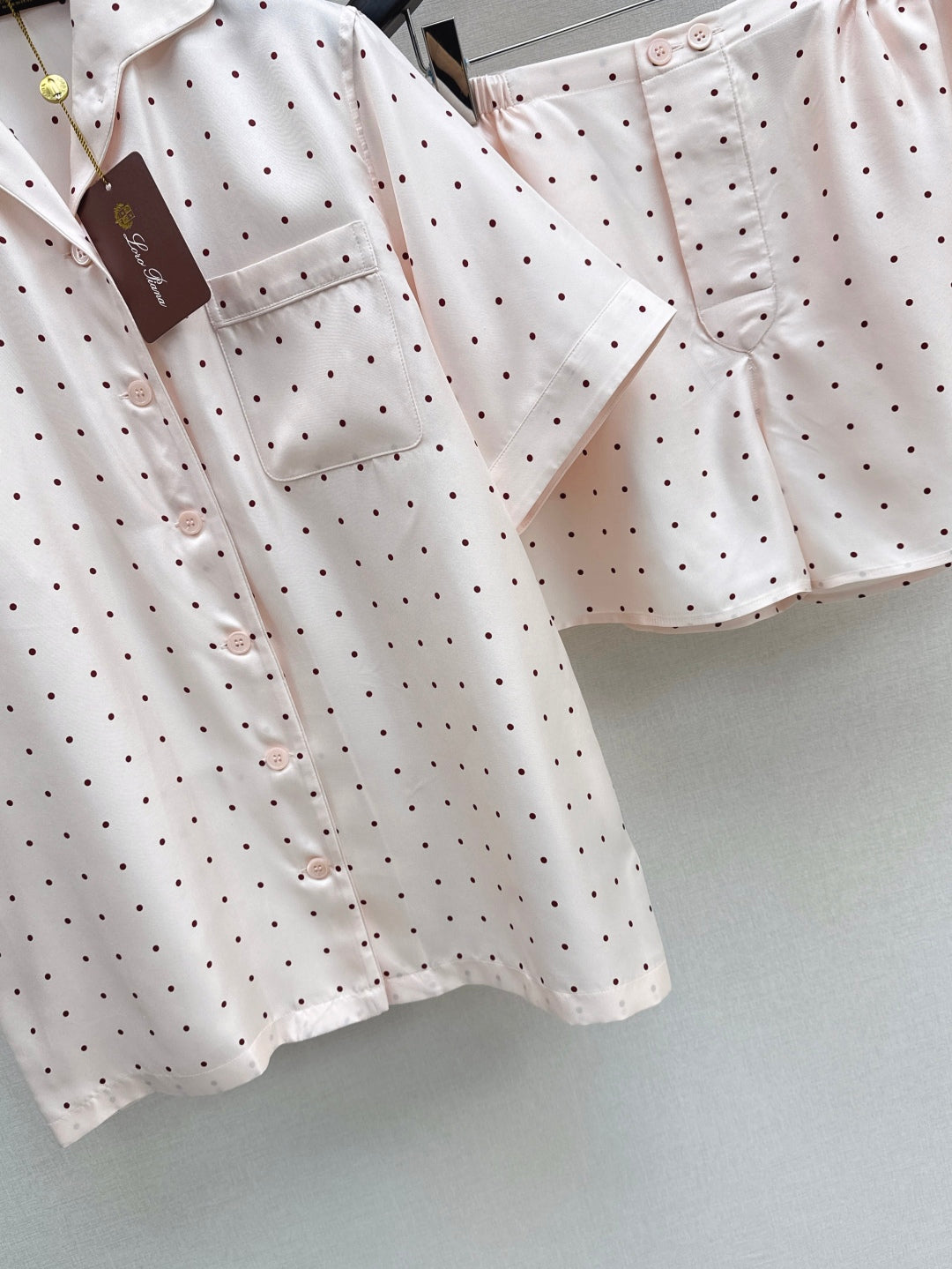 Lor*P new silk pajama shirt and shorts set