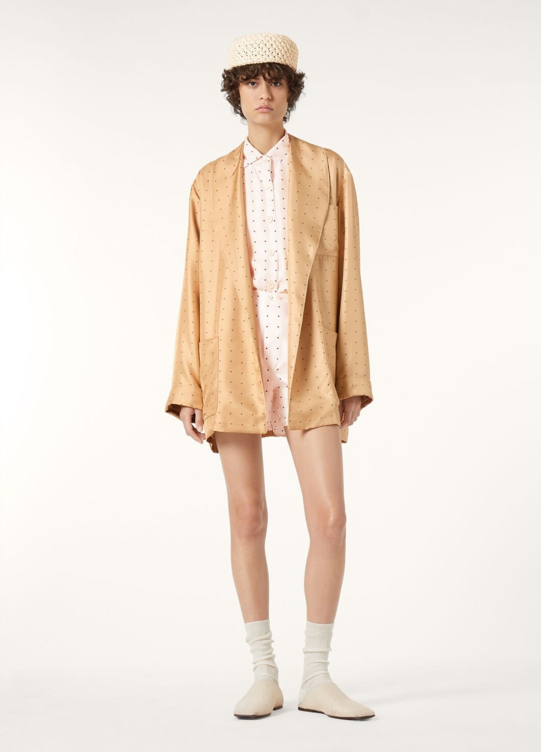 Lor*P new silk pajama shirt and shorts set