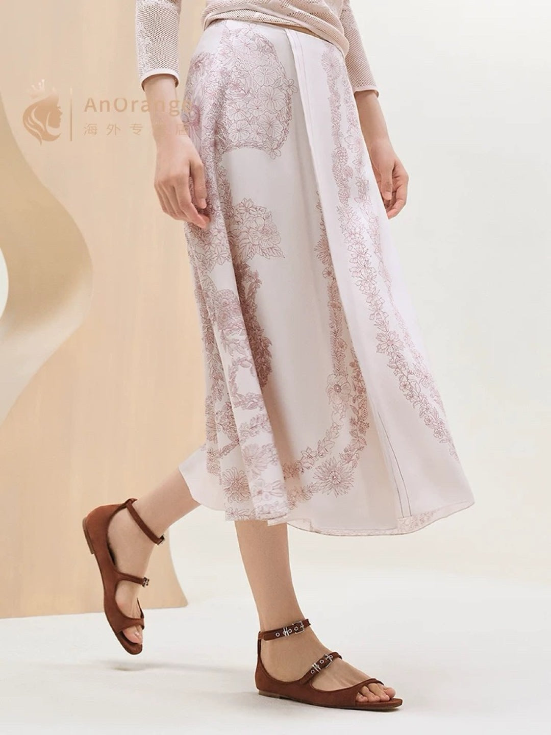 Herm* 25ss silk twill long skirt