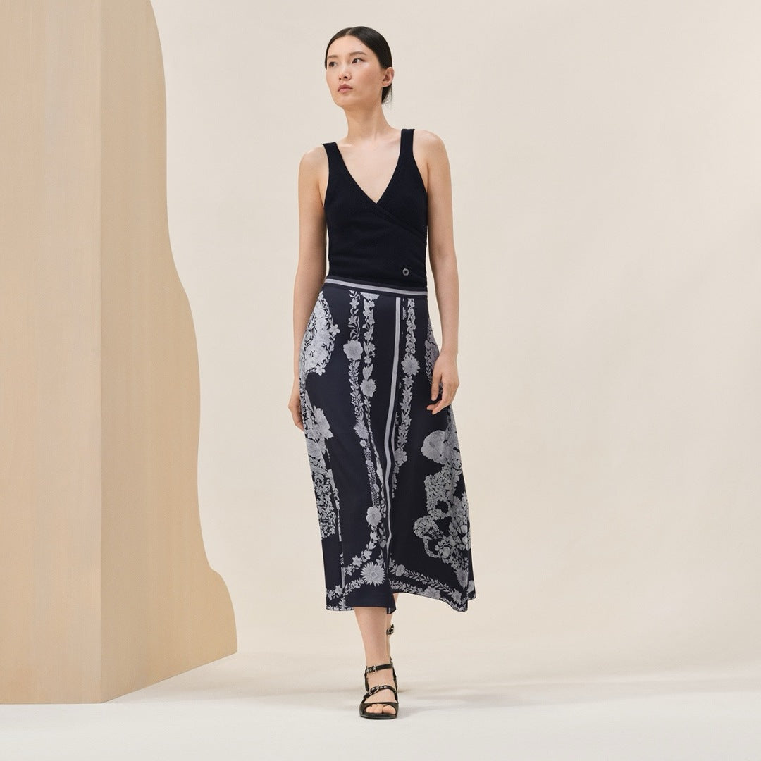 Herm* 25ss silk twill long skirt
