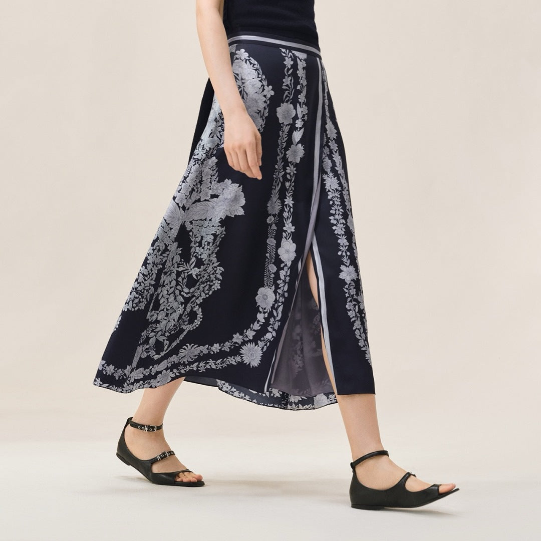 Herm* 25ss silk twill long skirt