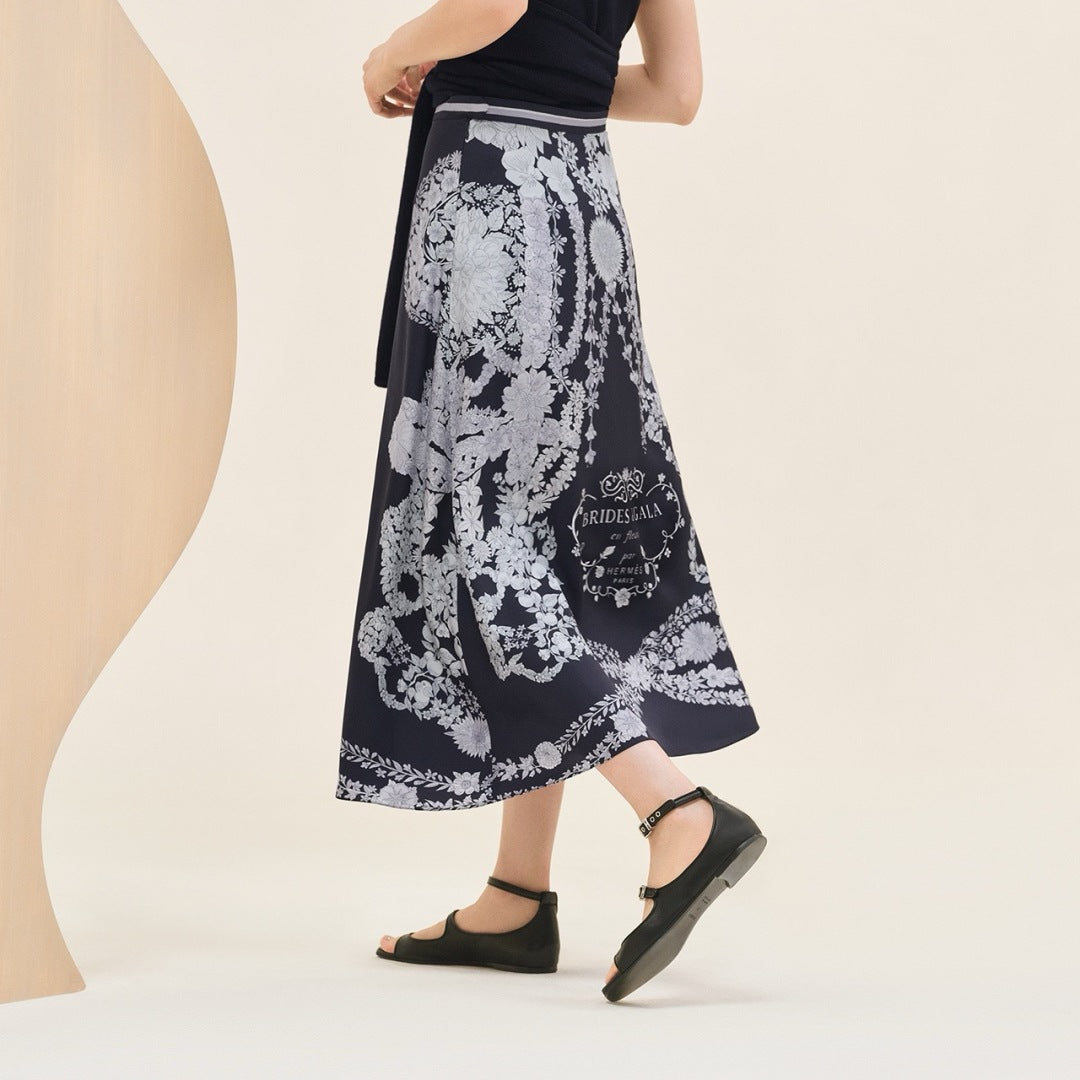 Herm* 25ss silk twill long skirt