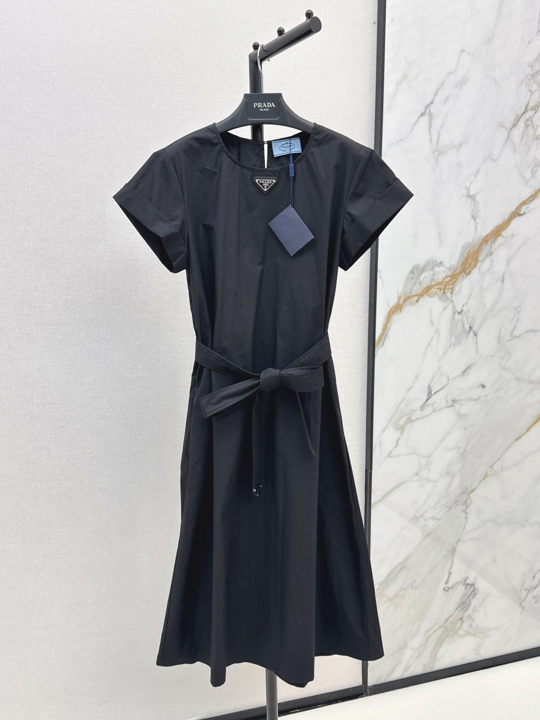 Pra* Re-nylon tied belt dress