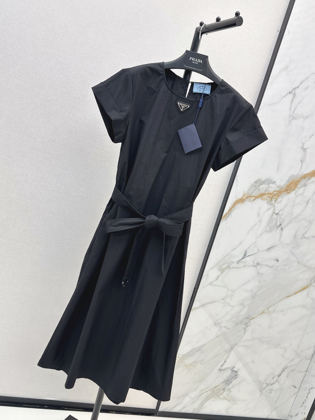Pra* Re-nylon tied belt dress