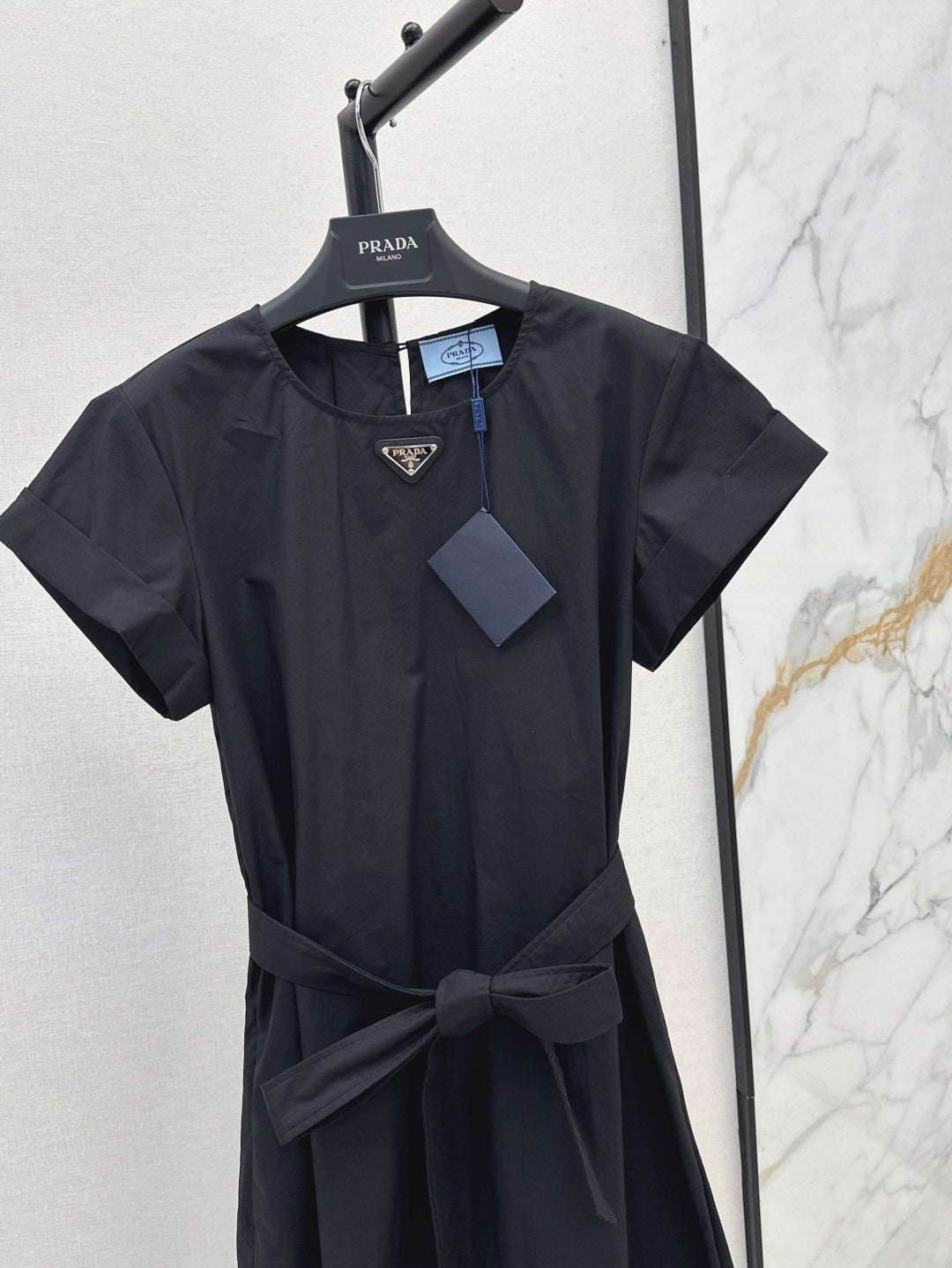 Pra* Re-nylon tied belt dress