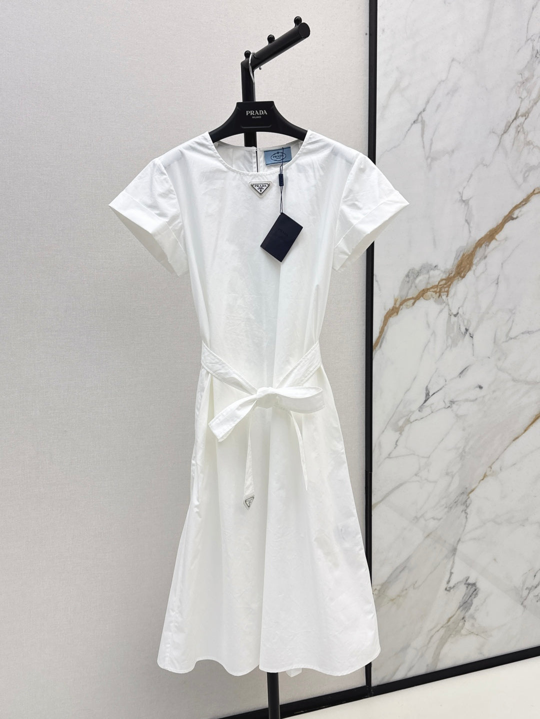 Pra* Re-nylon tied belt dress