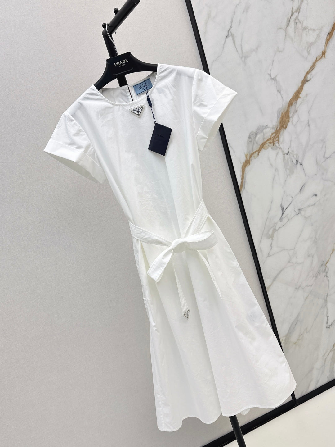 Pra* Re-nylon tied belt dress