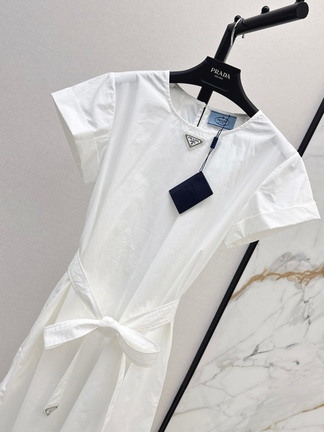 Pra* Re-nylon tied belt dress