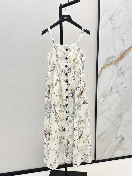 D*r 25ss mid-length printed cotton poplin dress