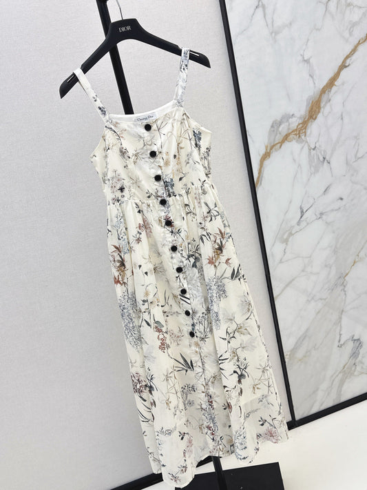 D*r 25ss mid-length printed cotton poplin dress